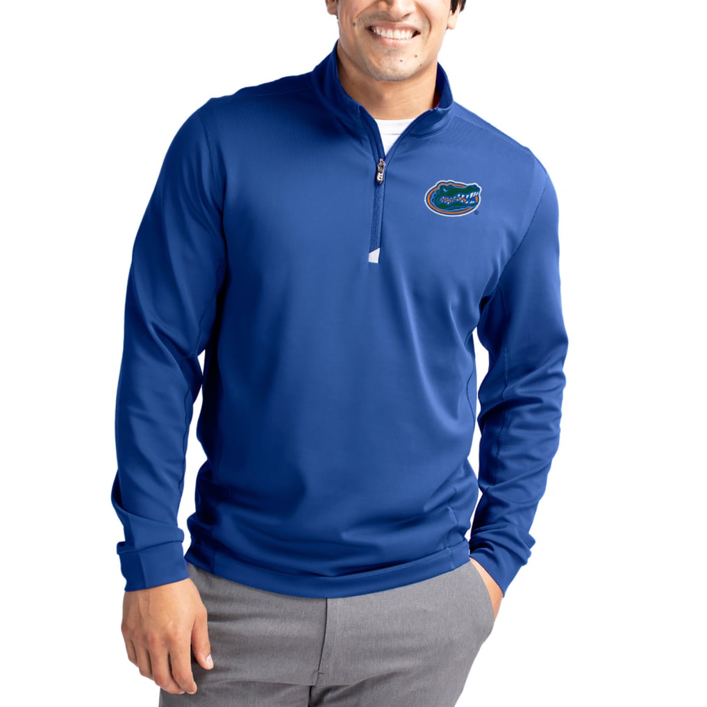  Florida Gators Cutter & Buck DryTec Traverse Stretch Eco Tri-Blend Quarter-Zip Pullover - Blue